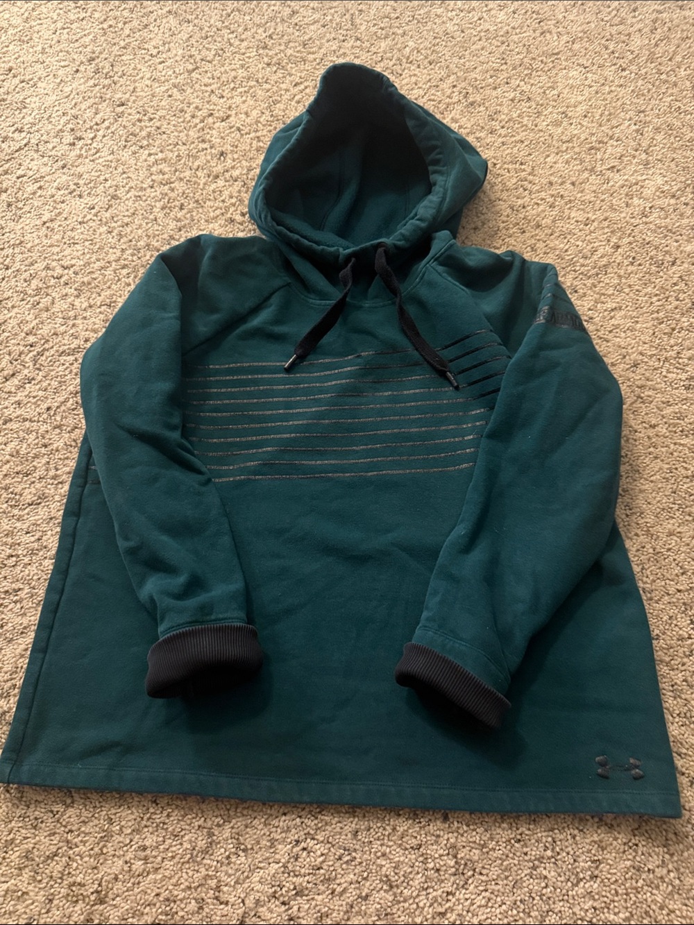 Under Armour Teal Green Pullover Hoodie with Black Accents